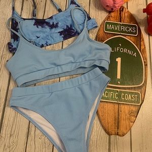 Marble and Light Blue Bathing Suit